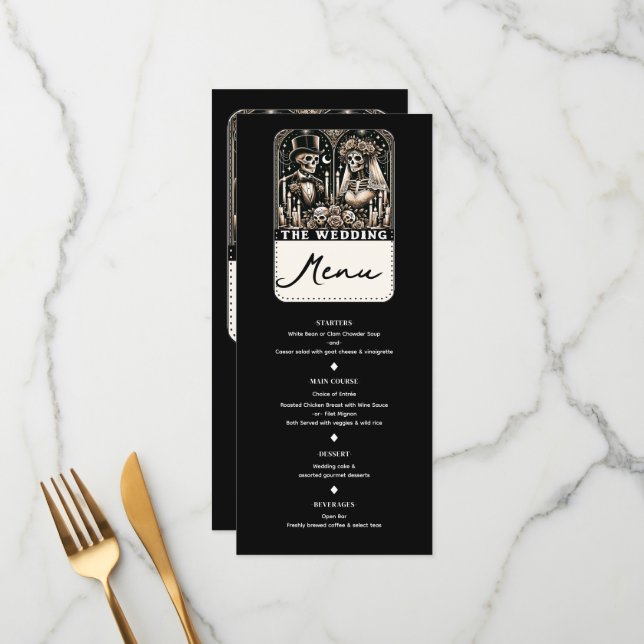 O CASAMENTO Esqueletos do Tarot Noiva e Noivo Menu (Frente/Verso In Situ)