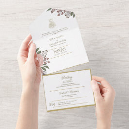 O CASAMENTO Islâmico NIKAH WALLIMAH Dourado Floral