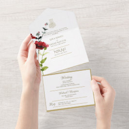 O CASAMENTO Islâmico NIKAH WALLIMAH Dourado Floral