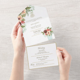 O CASAMENTO Islâmico NIKAH WALLIMAH Dourado Floral