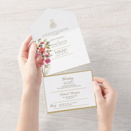O CASAMENTO Islâmico NIKAH WALLIMAH Dourado Floral