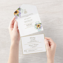 O CASAMENTO Islâmico NIKAH WALLIMAH Dourado Floral