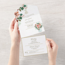 O CASAMENTO Islâmico NIKAH WALLIMAH Dourado Floral