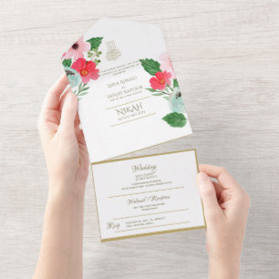 O CASAMENTO Islâmico NIKAH WALLIMAH Dourado Floral