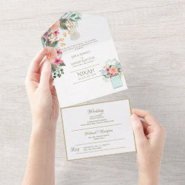 O CASAMENTO Islâmico NIKAH WALLIMAH Dourado Floral