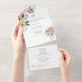 O CASAMENTO Islâmico NIKAH WALLIMAH Dourado Floral