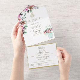 O CASAMENTO Islâmico NIKAH WALLIMAH Dourado Floral