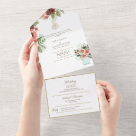 O CASAMENTO Islâmico NIKAH WALLIMAH Dourado Floral