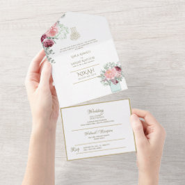 O CASAMENTO Islâmico NIKAH WALLIMAH Dourado Floral