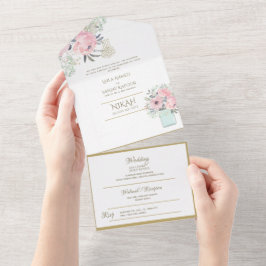 O CASAMENTO Islâmico NIKAH WALLIMAH Dourado Floral