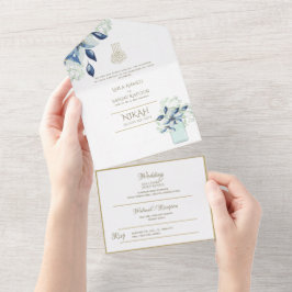 O CASAMENTO Islâmico NIKAH WALLIMAH Dourado Floral