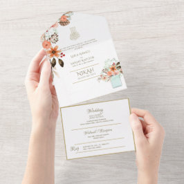 O CASAMENTO Islâmico NIKAH WALLIMAH Dourado Floral
