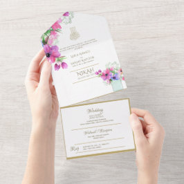O CASAMENTO Islâmico NIKAH WALLIMAH Dourado Floral