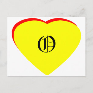 "O" Casamento Vermelho Amarelo Coração Convite O M