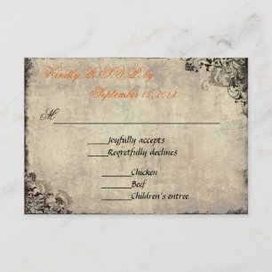 O casamento vintage RSVP da proposta na laranja