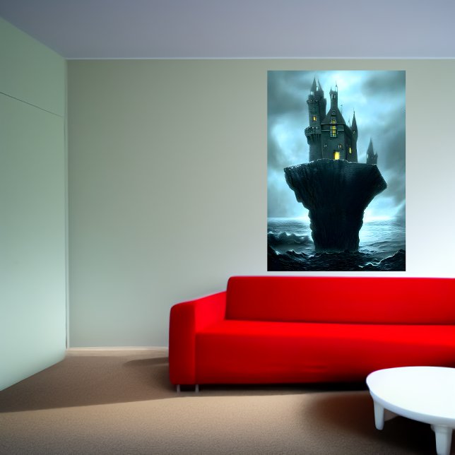 O castelo, a rocha, o mar | AI Art Poster (Criador carregado)