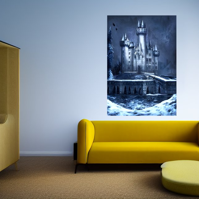 O castelo na neve do inverno | AI Art Poster (Criador carregado)