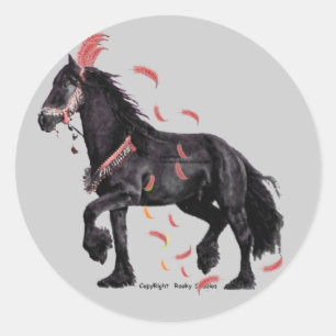 O cavalo empluma-se etiquetas