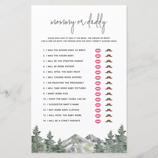 O Chá de fraldas Da Woodland Adivinha Quem Disse O (Frente)