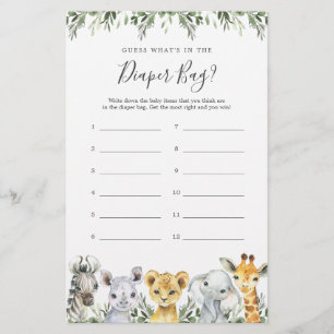 O Chá de fraldas Safari adivinha o que há na Frald