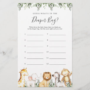 O Chá de fraldas Safari adivinha o que há na Frald