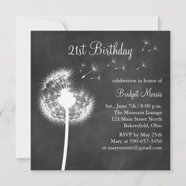 O Chalkboard Melhor Deseja Convite Para aniversári (Frente)