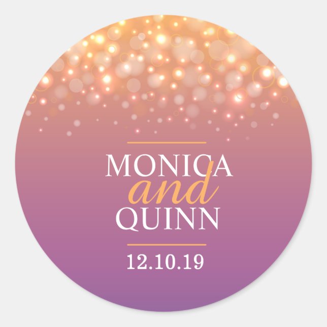 O champanhe moderno borbulha o adesivo de casament (Frente)