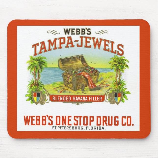 O charuto Tampa gráfico do vintage Jewels Mousepad (Frente)