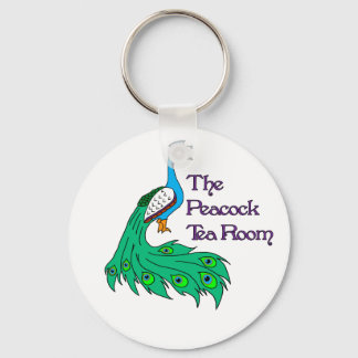 O chaveiro do logotipo da Sala de Chá Peacock