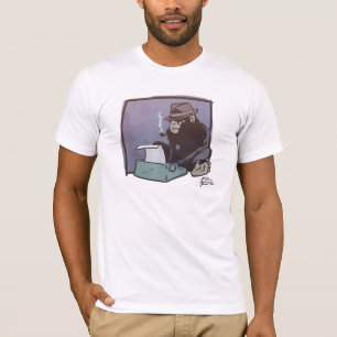 O chimpanzé pode fechar a camisa (branco & o