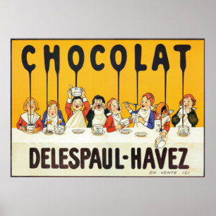 O chocolate francês do vintage caçoa o poster da