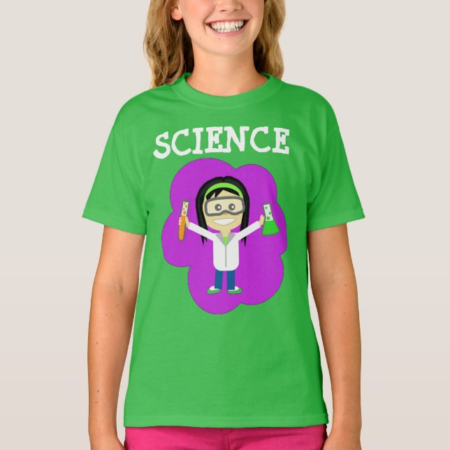 O cientista fêmea em meninas multa o t-shirt do (Frente)