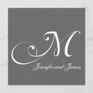 O cinza nomeia convites do casamento do monograma