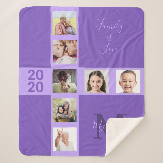 O cobertor personalizado de suas fotos e texto (Frente)