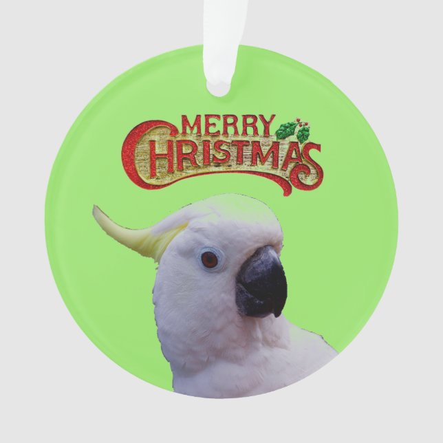 O Cockatoo deseja o ornamento do Feliz Natal (Frente)