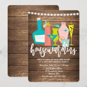 O cocktail retro bebe o convite do Housewarming