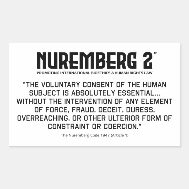 O Código de Nuremberga 1947 A. 1 Autocolantes reta (Frente)