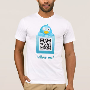 O código de QR segue-me modelo do t-shirt