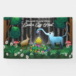 O coelho da Páscoa recolhe ovos de Páscoa