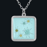 O Colar Azul-Egg de Starbursts Atômicos de Robin<br><div class="desc">Este padrão de Necklace de Starbursts Atômicos Icônicos de Ovo Azul de Robin apresenta rajadas atômicas icônicas. Isso mesmo! A antiga escola, o fundo azul de ovo de robin com manchas de ouro é o pano de fundo perfeito para a vibrante turquesa, o aipo de salmoura e os círculos verde...</div>
