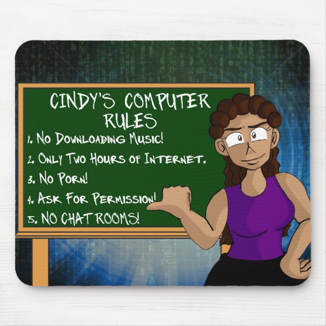 O computador de Cindy ordena Mousepad (Frente)