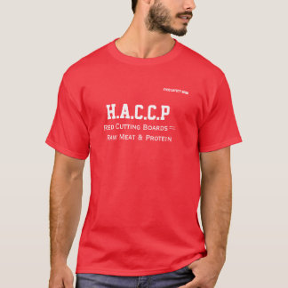 O conselho de corte vermelho da camisa de HACCP T