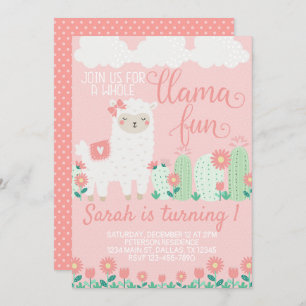 O convite de aniversário da alpaca do lama convida