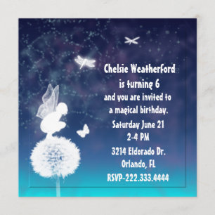 O convite de aniversário feericamente mágico da