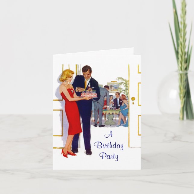 O convite de aniversário retro carda o COSTUME do (Frente)