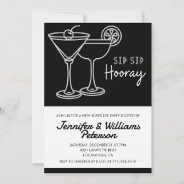 O convite de Ano Novo Negro Cocktail