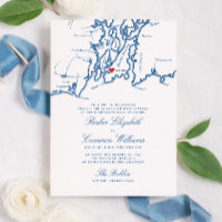O Convite de Casamento Bohlin – Mapa de Newport RI