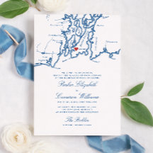 O Convite de Casamento Bohlin – Mapa de Newport RI