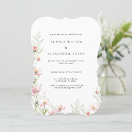 O convite de casamento de flores selvagens num rom
