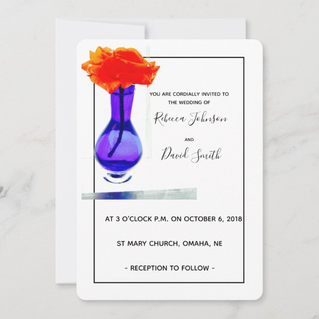 O convite de casamento do rosa de damascos do amor (Frente)